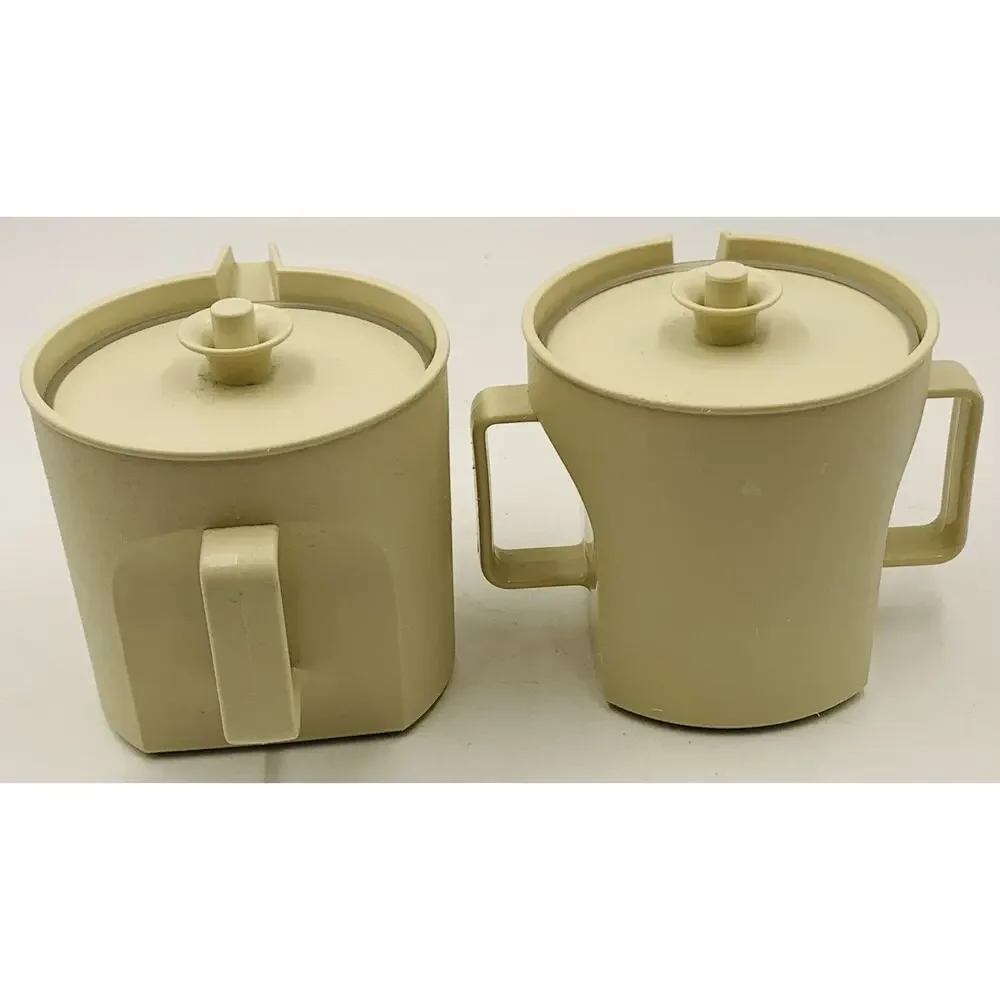 Tupperware Almond Creamer and Sugar Bowl Set #1414 #1415 With Lids Great Shape